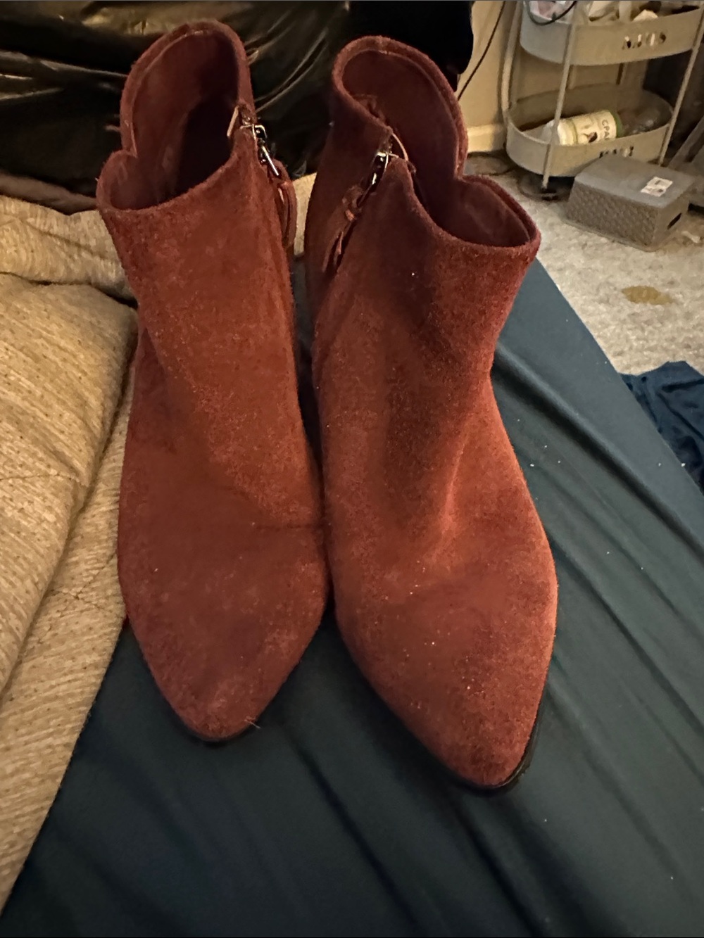 Marc Fisher Rust Suede Pointed Toe Ankle Booties
